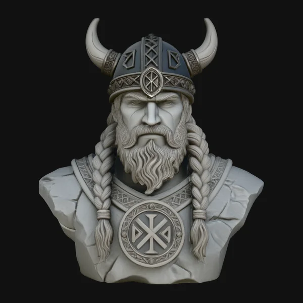 Viking Warrior Bust Statue Design 1