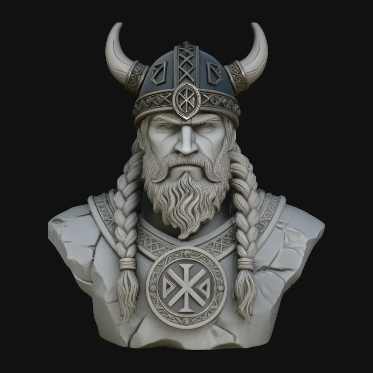 Viking Warrior Bust Statue Design 1