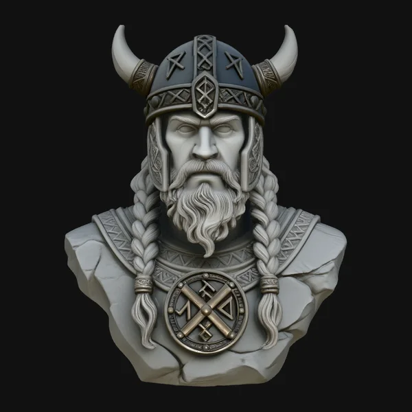 Viking Warrior Bust Statue Design 2