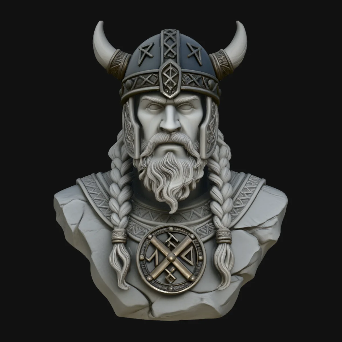 Viking Warrior Bust Statue Design 2