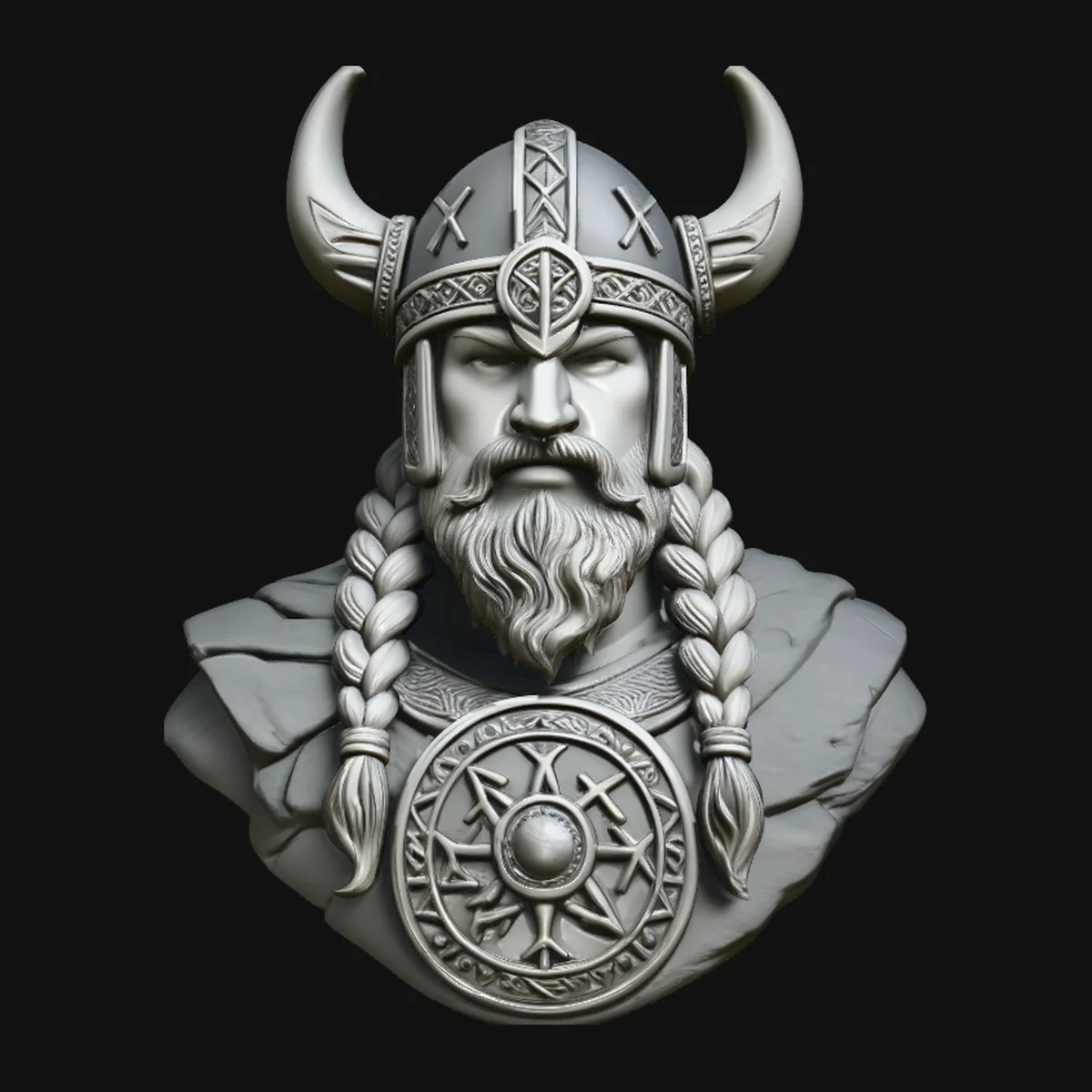 Viking Warrior Bust Statue Design 3