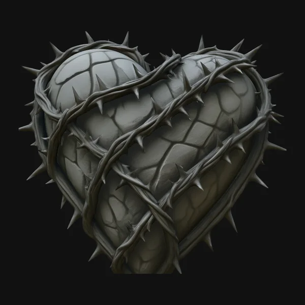 Vine-Wrapped Stone Heart Statue Design 4