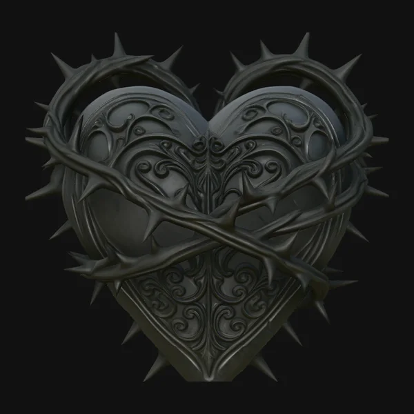 Vine-Wrapped Stone Heart Statue Design 5