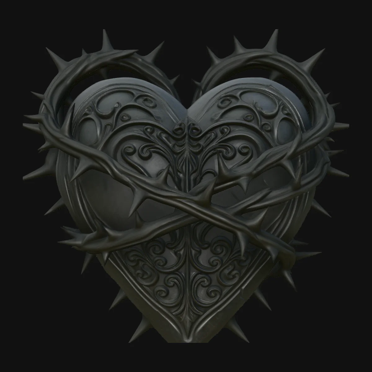 Vine-Wrapped Stone Heart Statue Design 5