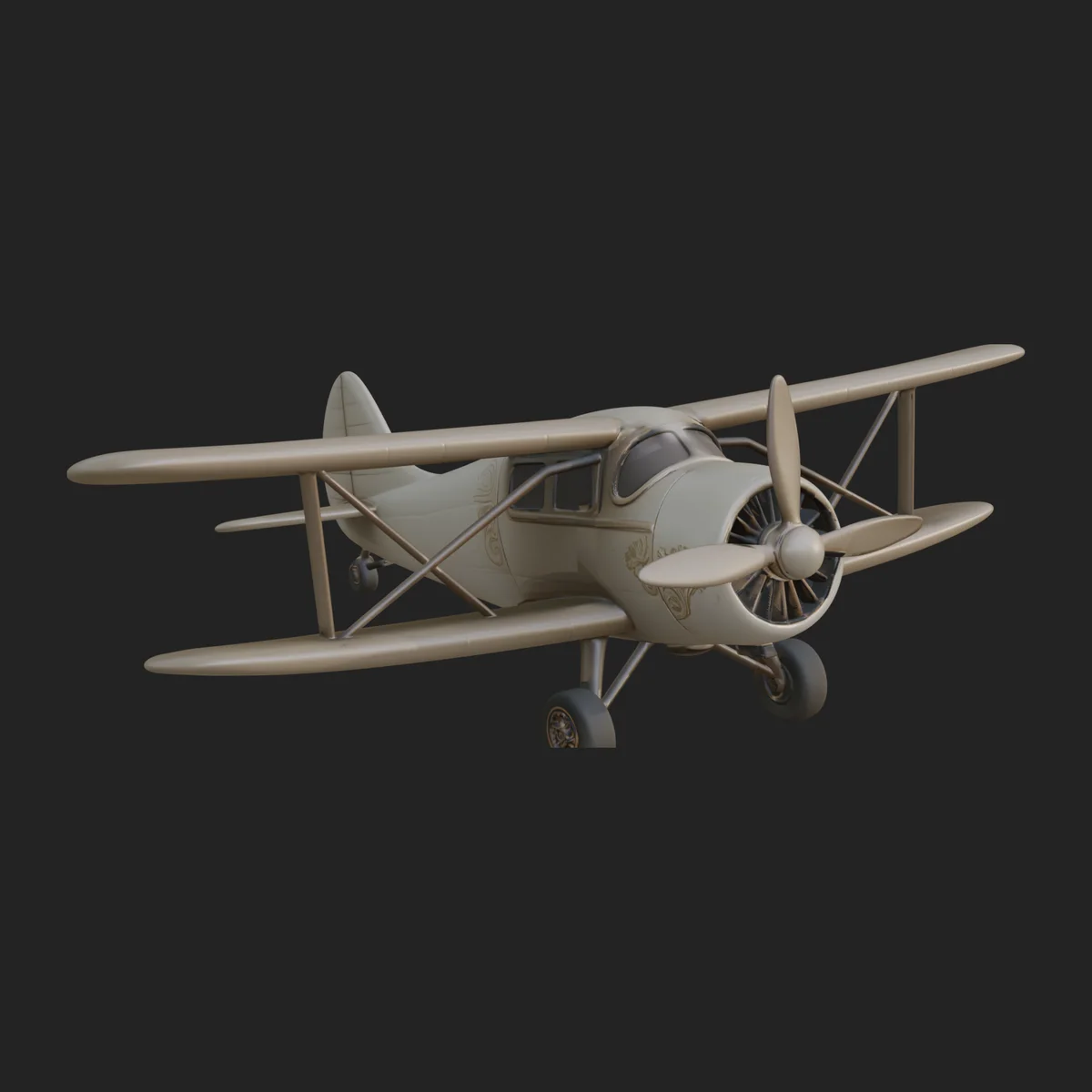 Vintage Biplane Model Design 2