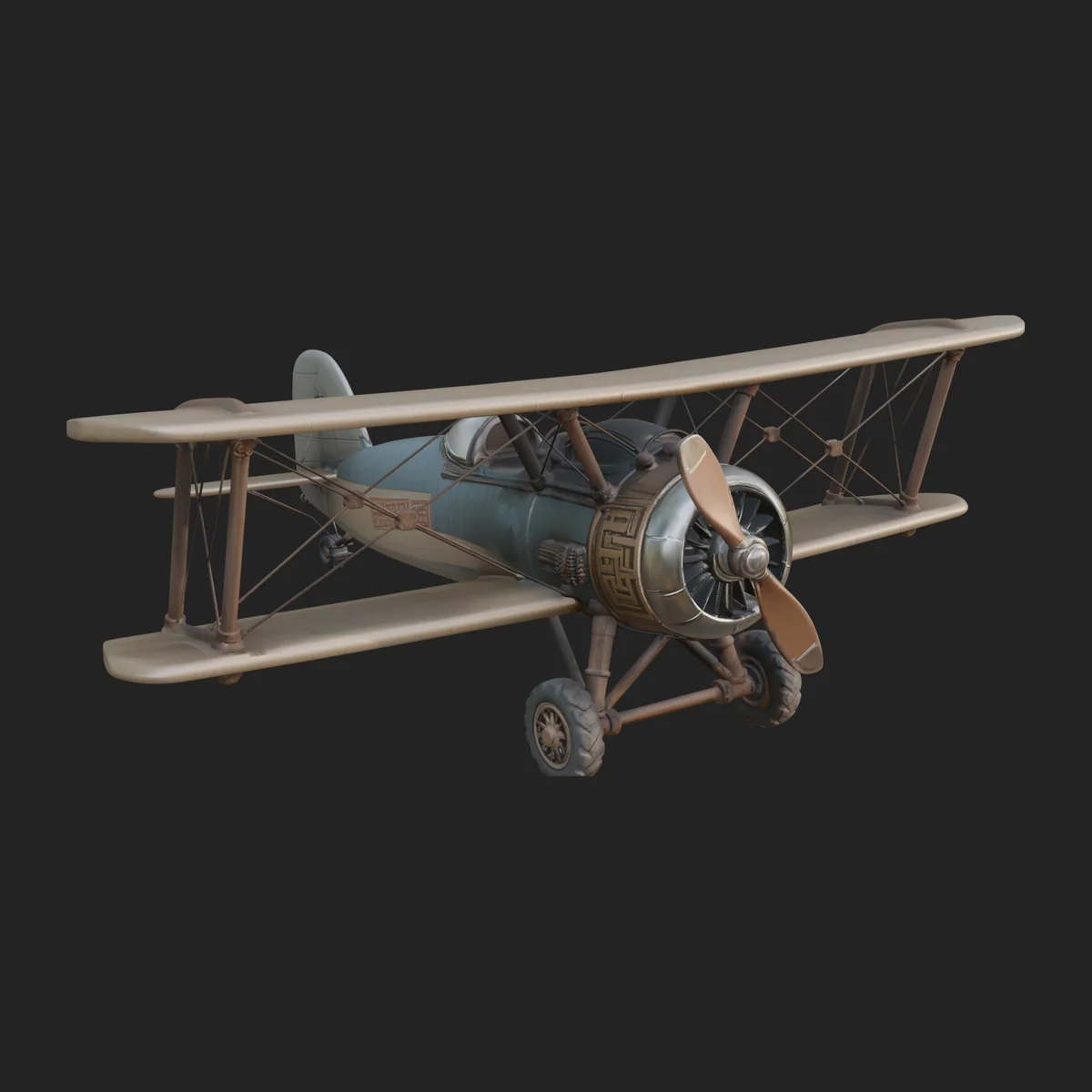 Vintage Biplane Model Design 3