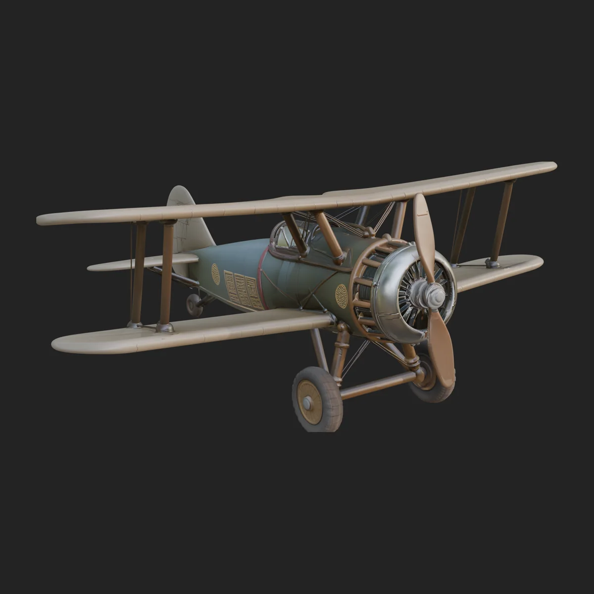 Vintage Biplane Model Design 34