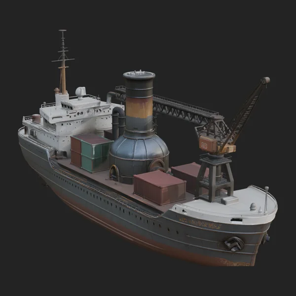 Vintage Cargo Steamer Model Design 1