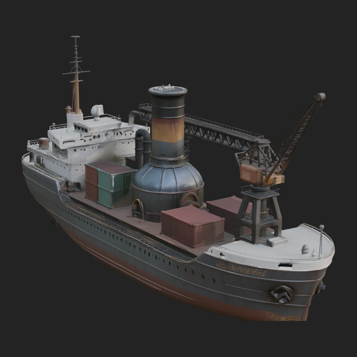 Vintage Cargo Steamer Model Design 1