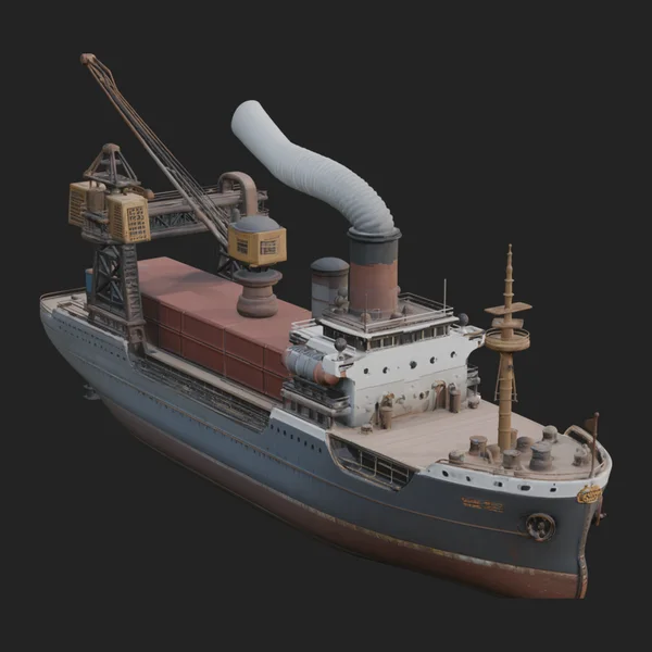 Vintage Cargo Steamer Model Design 3