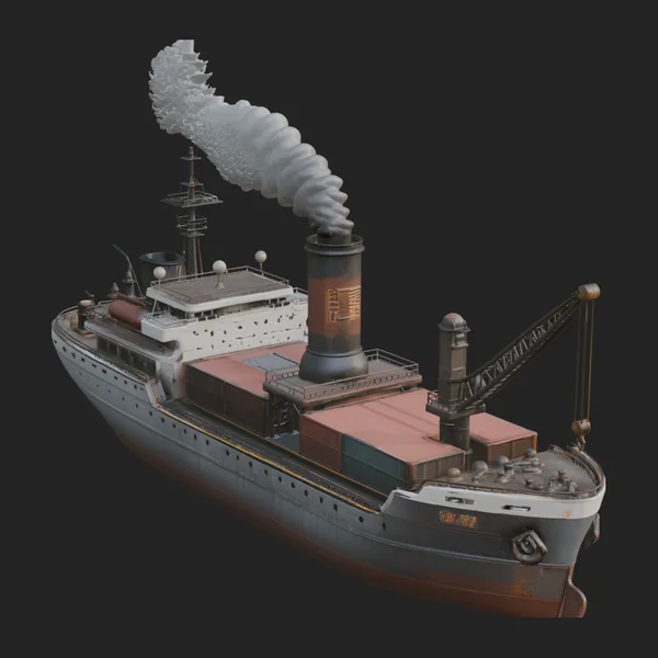 Vintage Cargo Steamer Model Design 4