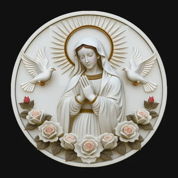 Virgin Mary Dove Relief Plaque Design 1
