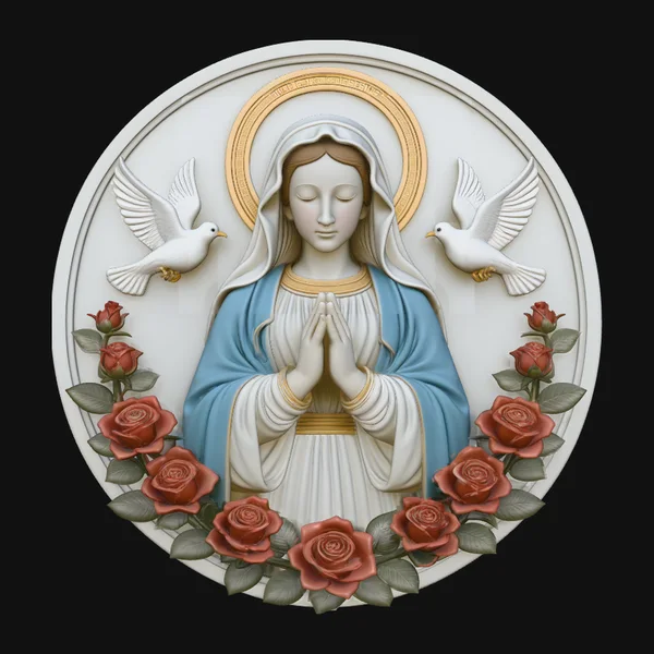 Virgin Mary Dove Relief Plaque Design 2