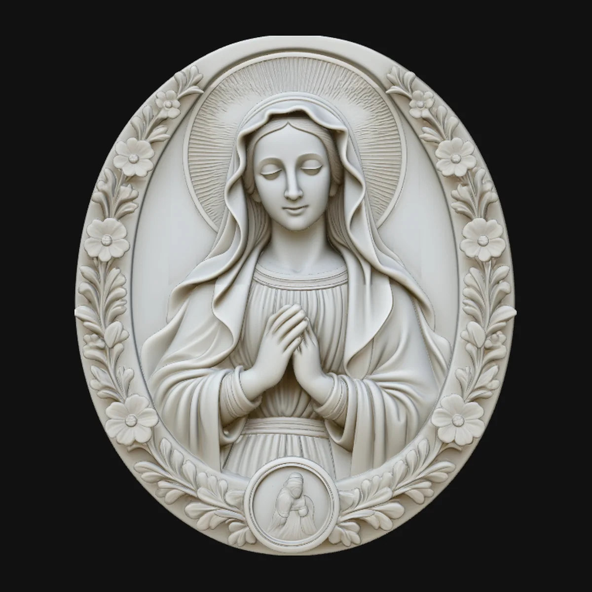 Virgin Mary Relief Medallion Pendant Design 1