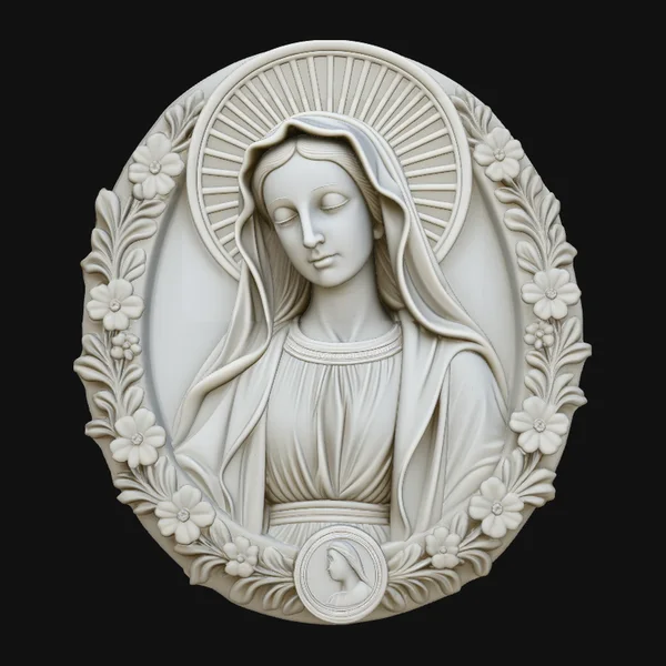 Virgin Mary Relief Medallion Pendant Design 2