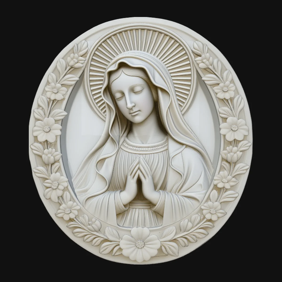 Virgin Mary Relief Medallion Pendant Design 3