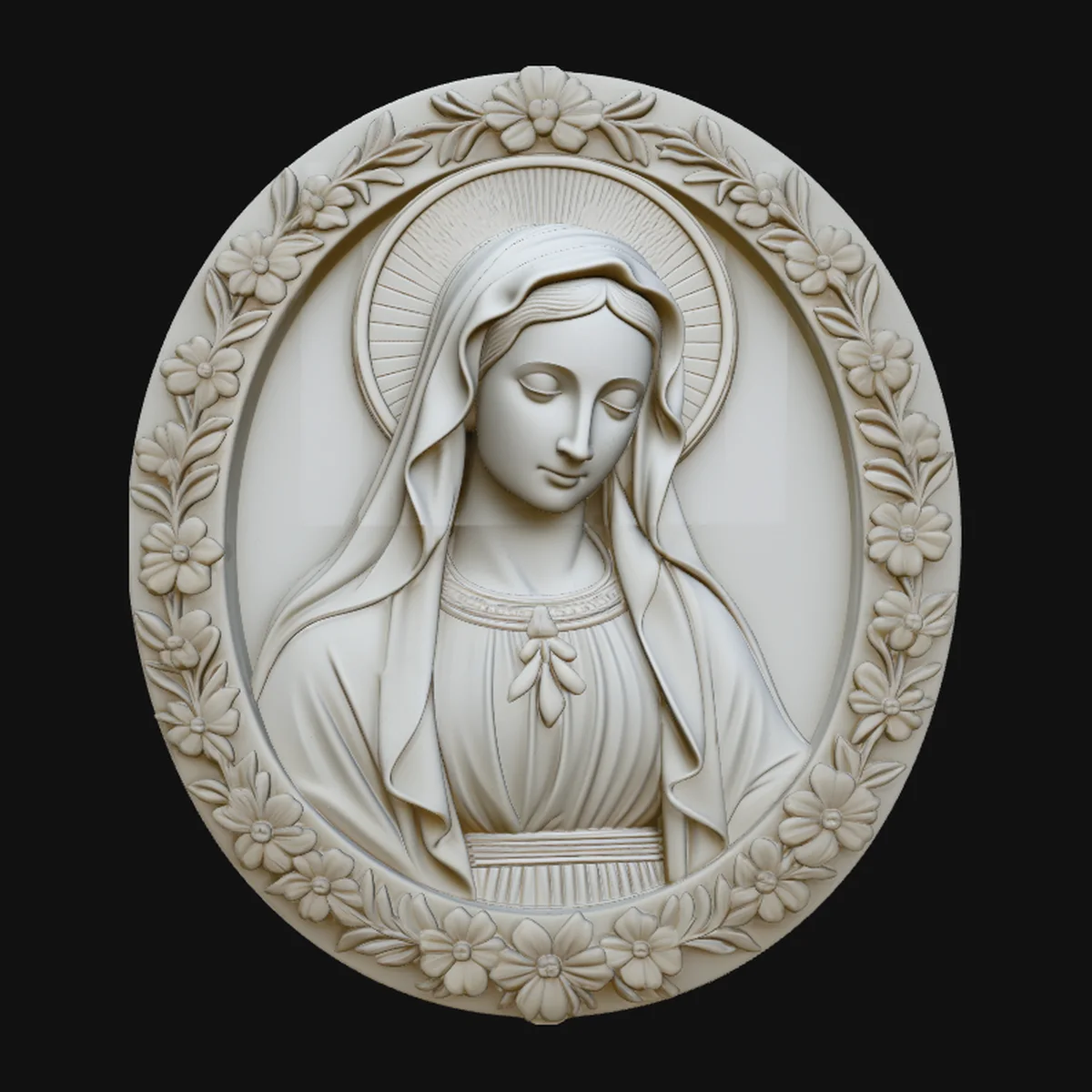 Virgin Mary Relief Medallion Pendant Design 4