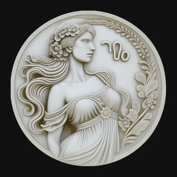 Virgo Zodiac Relief Medallion Pendant Design 1