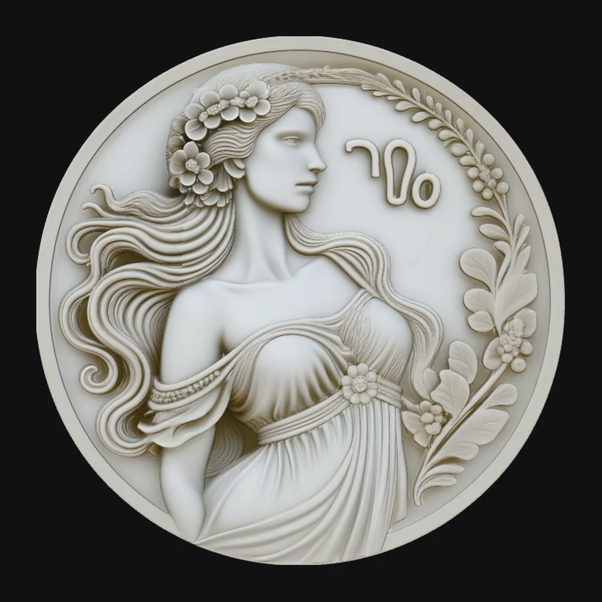 Virgo Zodiac Relief Medallion Pendant Design 1