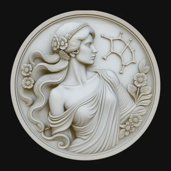 Virgo Zodiac Relief Medallion Pendant Design 2