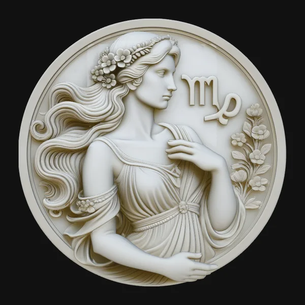 Virgo Zodiac Relief Medallion Pendant Design 3
