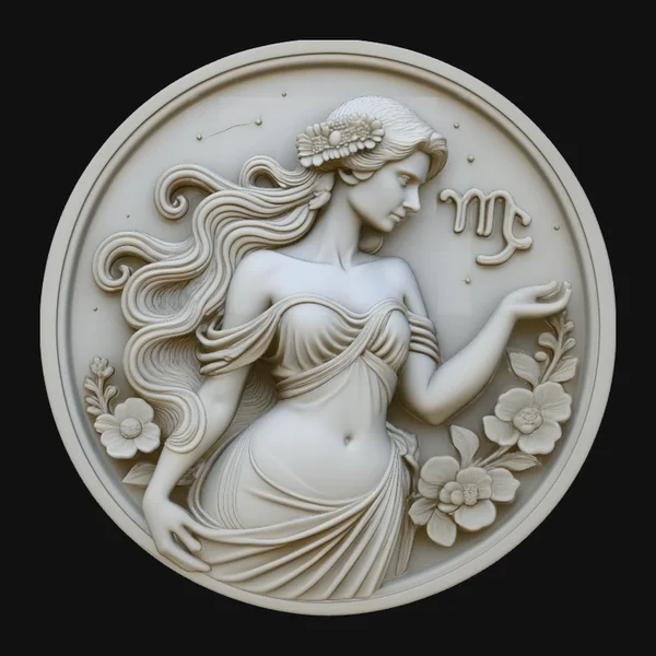 Virgo Zodiac Relief Medallion Pendant Design 4