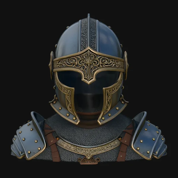 Visored Knight Bust Statue Design 1