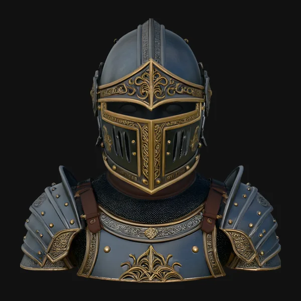 Visored Knight Bust Statue Design 3
