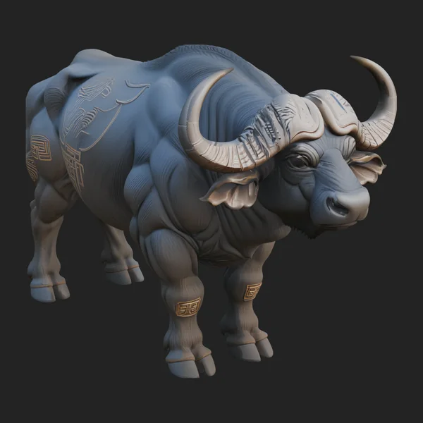 Water Buffalo Statue Design 3