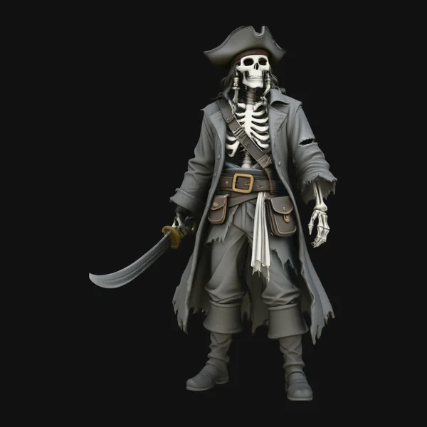 Weathered Skeleton Pirate Statue Design 1
