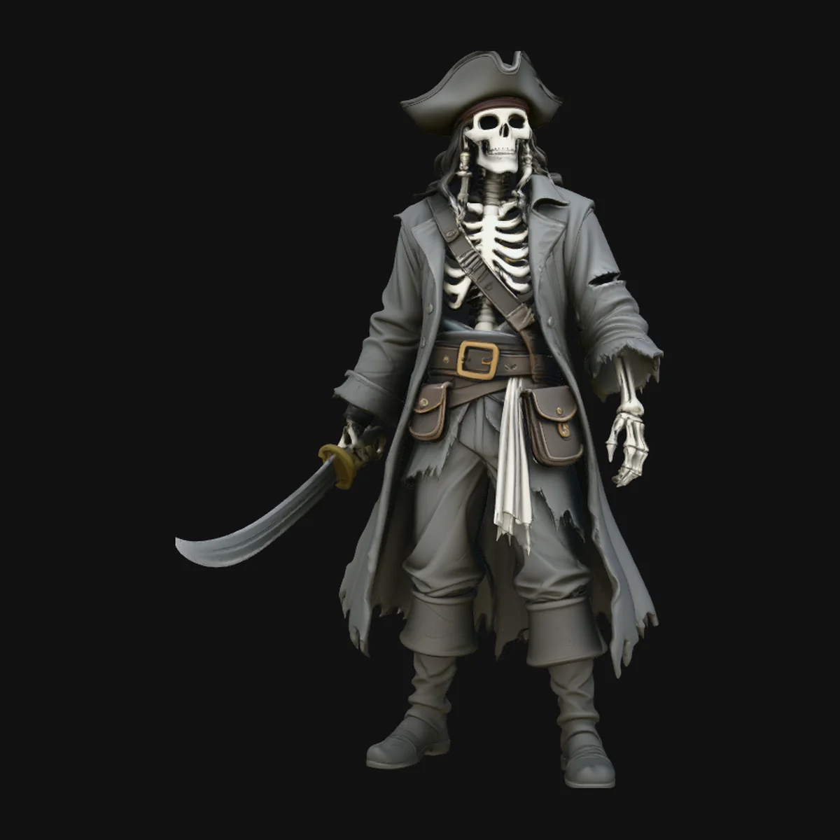 Weathered Skeleton Pirate Statue Design 1