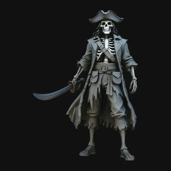 Weathered Skeleton Pirate Statue Design 2