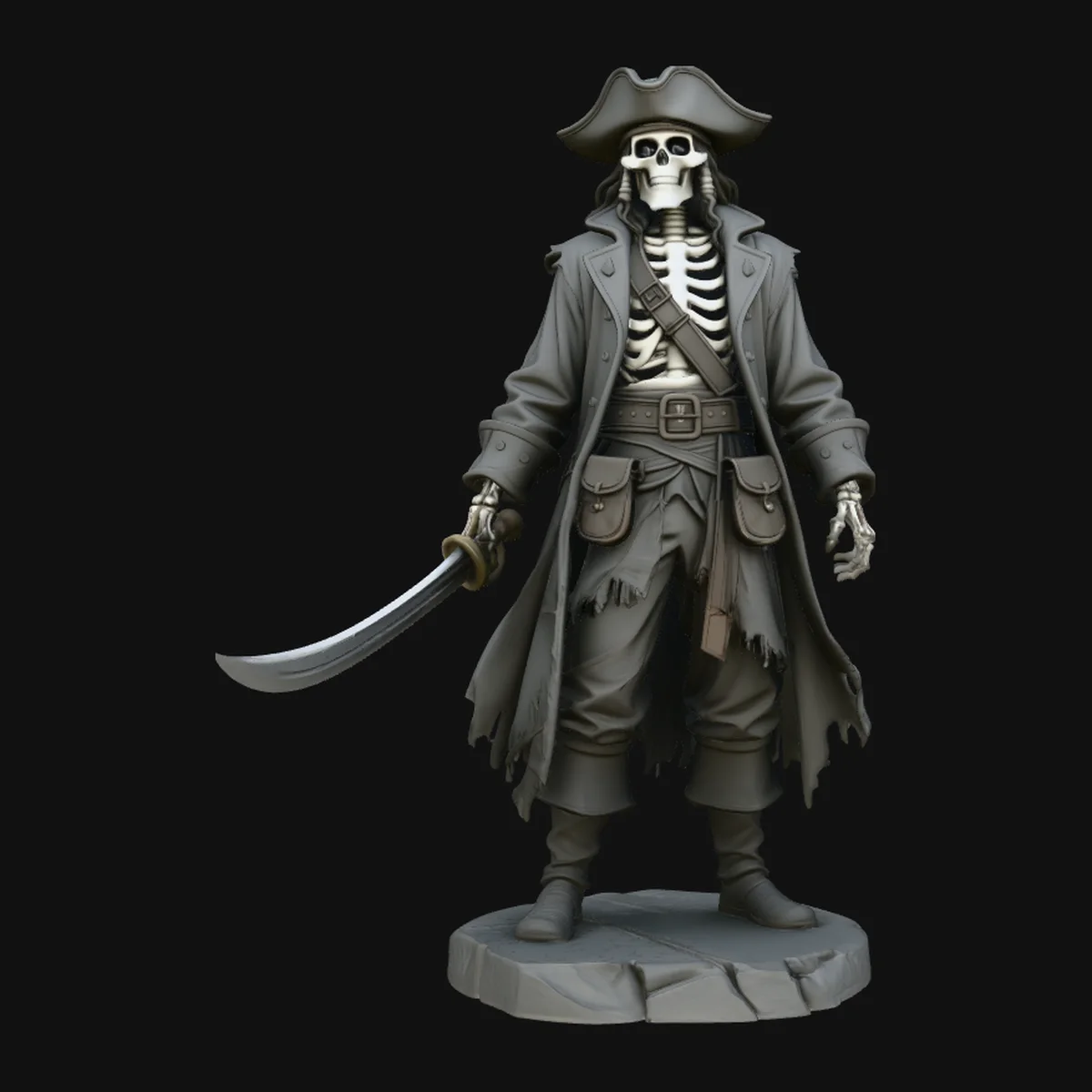 Weathered Skeleton Pirate Statue Design 3