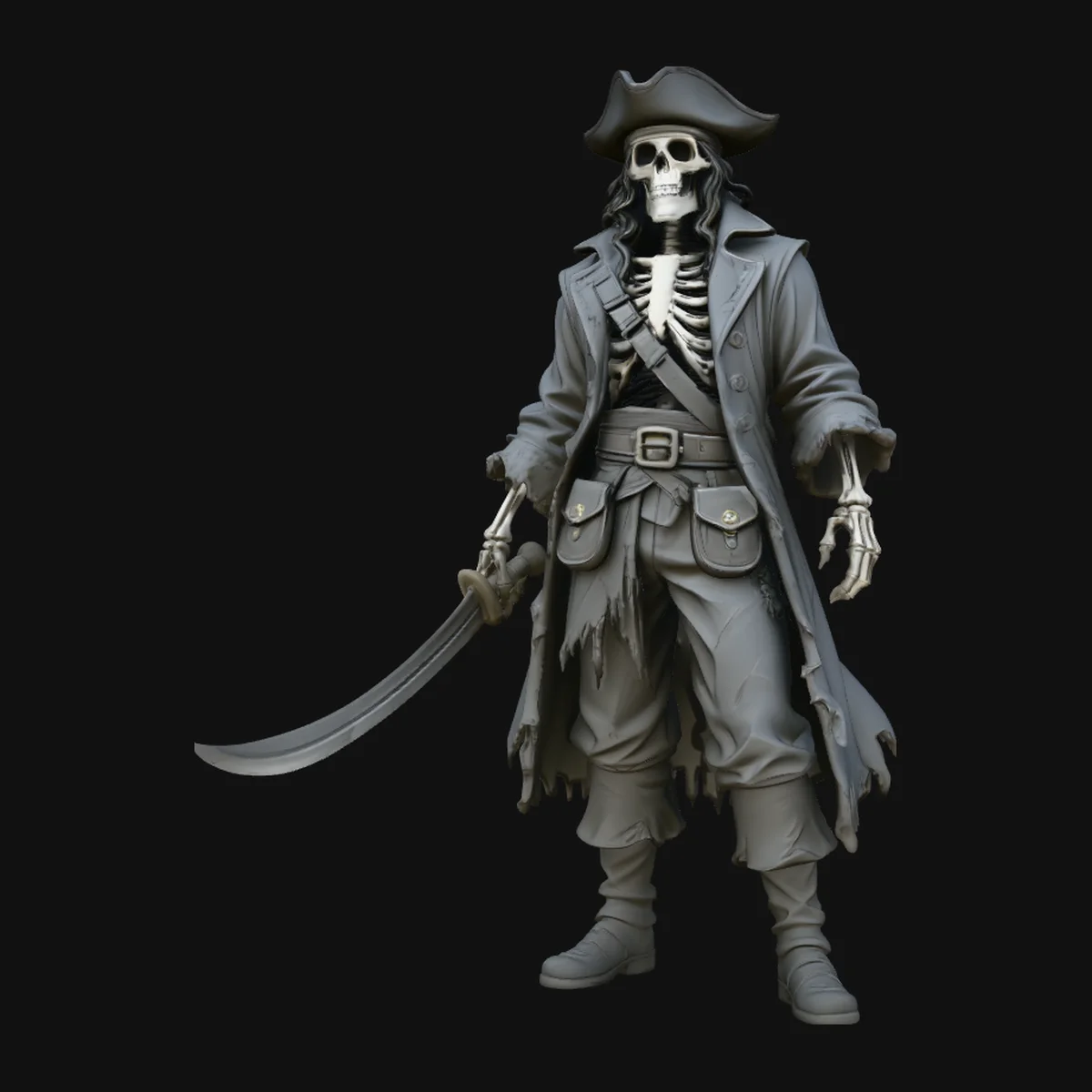 Weathered Skeleton Pirate Statue Design 4