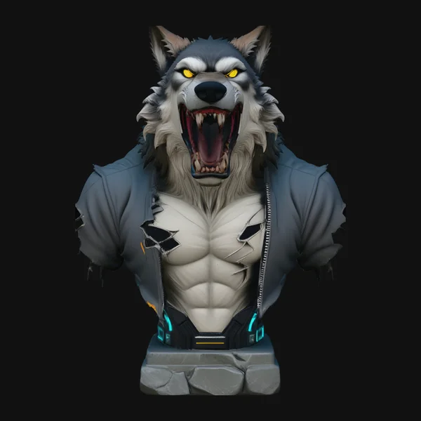 Werewolf in Jacket Bust Statue Design 1
