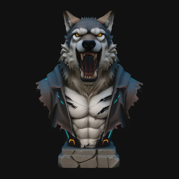 Werewolf in Jacket Bust Statue Design 3