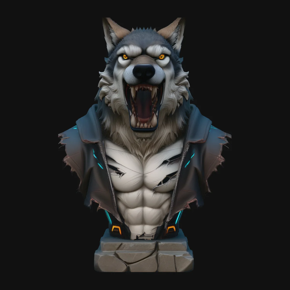 Werewolf in Jacket Bust Statue Design 3