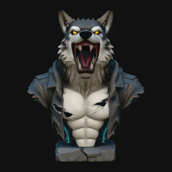 Werewolf in Jacket Bust Statue Design 4