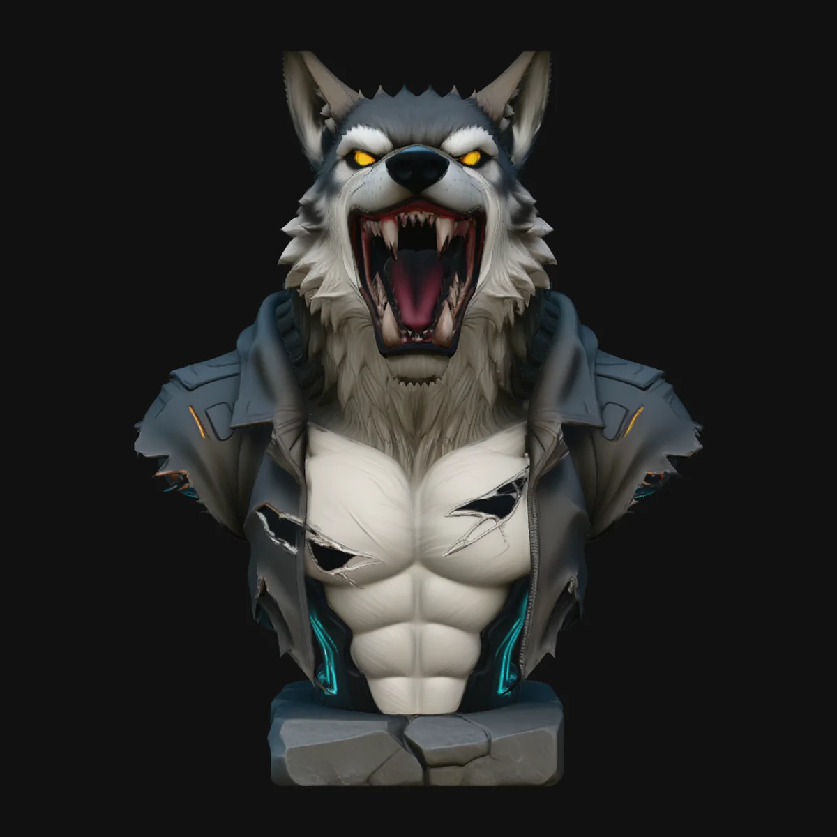 Werewolf in Jacket Bust Statue Design 4