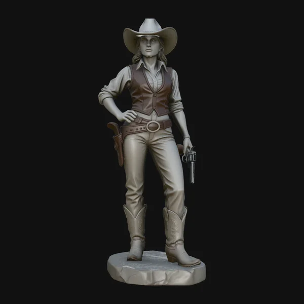 Wild West Cowgirl Statue Design 1
