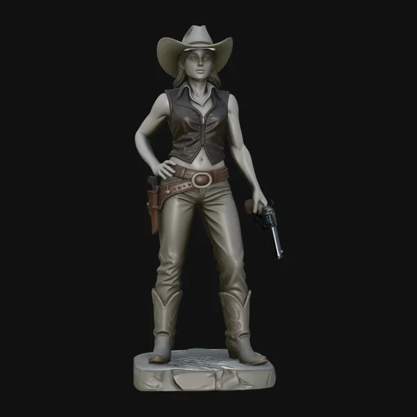 Wild West Cowgirl Statue Design 2