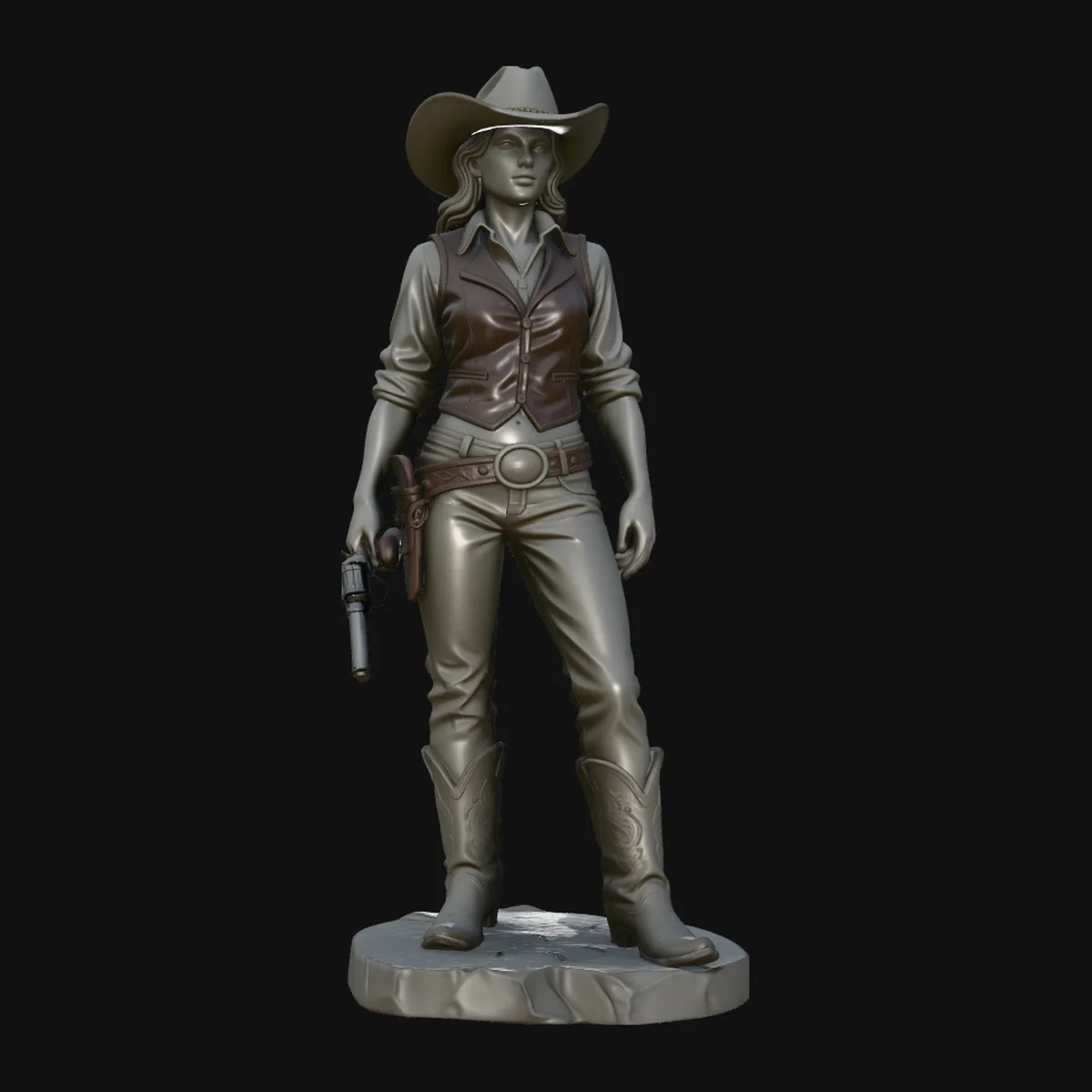 Wild West Cowgirl Statue Design 3