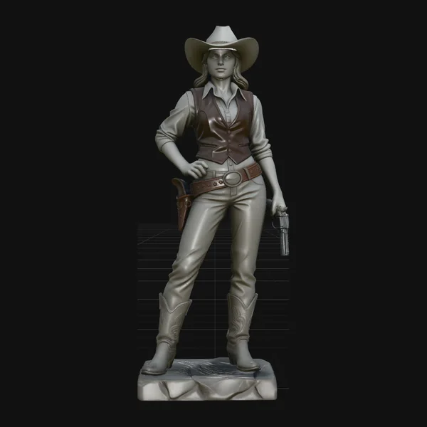 Wild West Cowgirl Statue Design 4