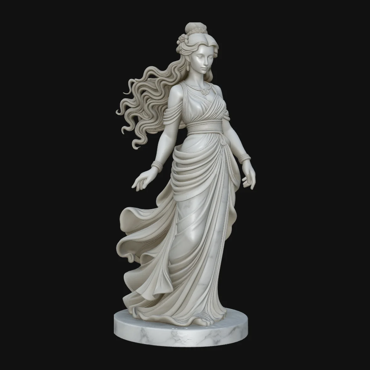 Windswept Greek Goddess Statue Design 1