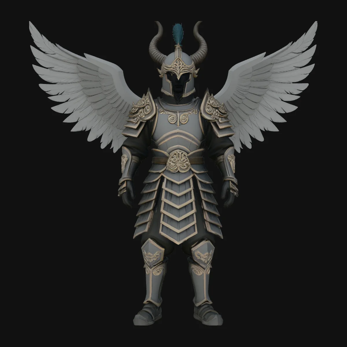 Winged Angel Armor Statue Design 3