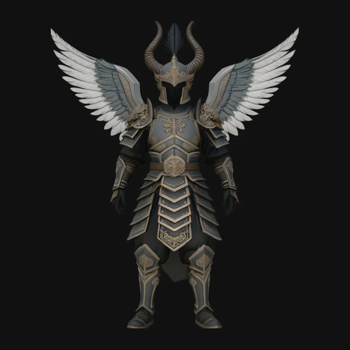 Winged Angel Armor Statue Design 4
