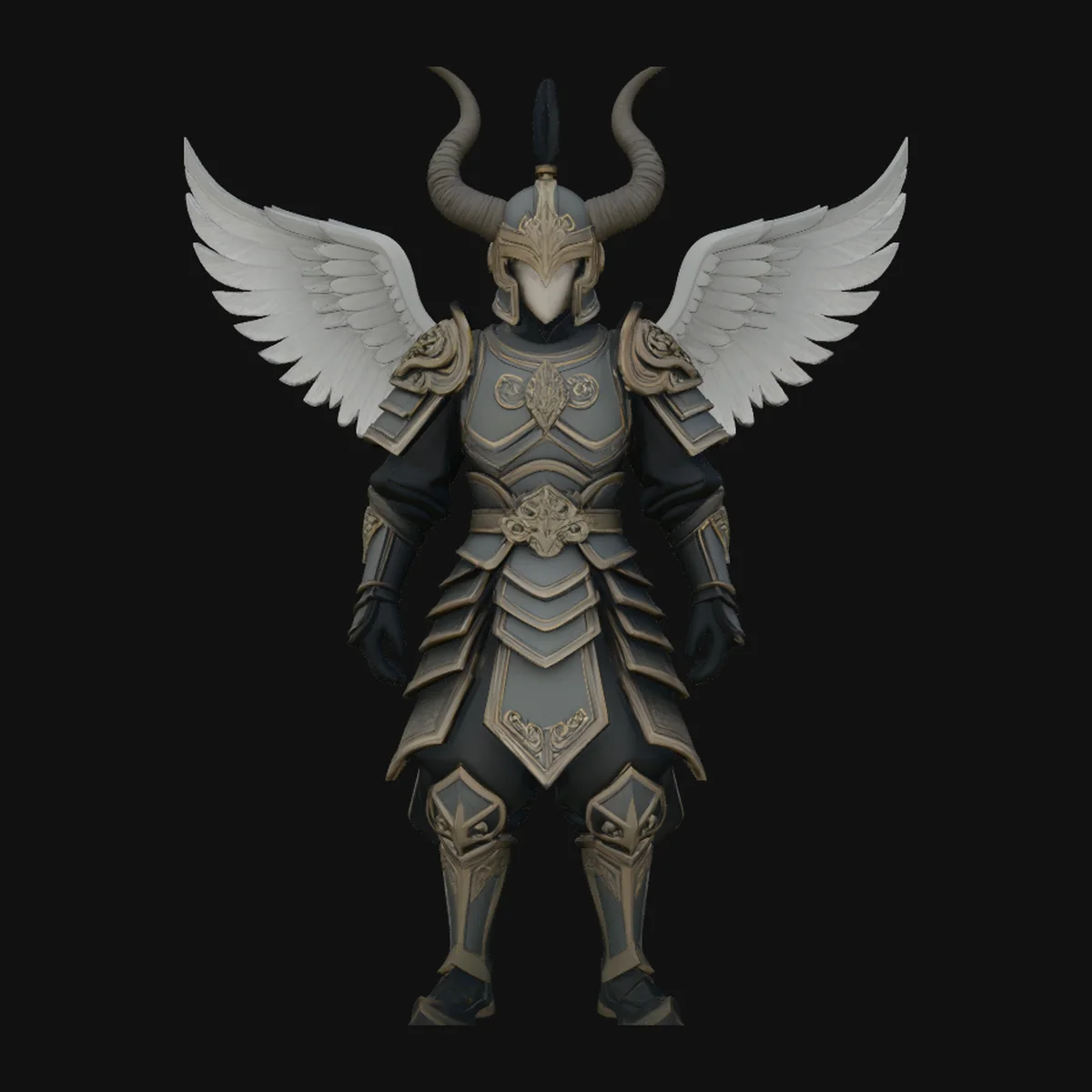 Winged Angel Armor Statue Design 5