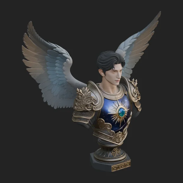 Winged Angel Man Bust Statue Design 1