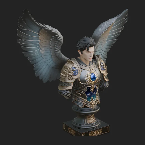 Winged Angel Man Bust Statue Design 2