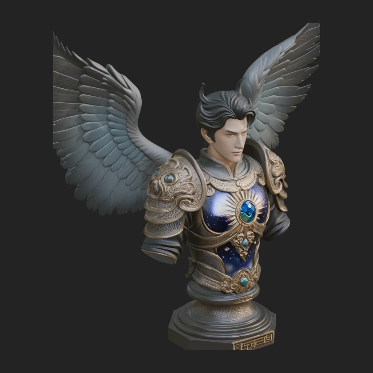 Winged Angel Man Bust Statue Design 3